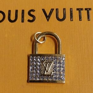LV Gold and Lavender Crystal Padlock Charm Pendant